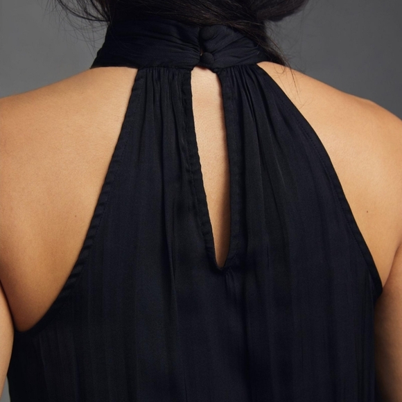 NWT ANTHROPOLOGIE | Silky Cutout Black Halter Top - Picture 3 of 6